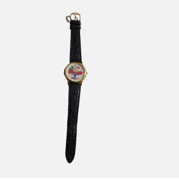 President Bill Clinton Watch Runs Backwards Novelty Working Leather Band - Picture 4 of 9